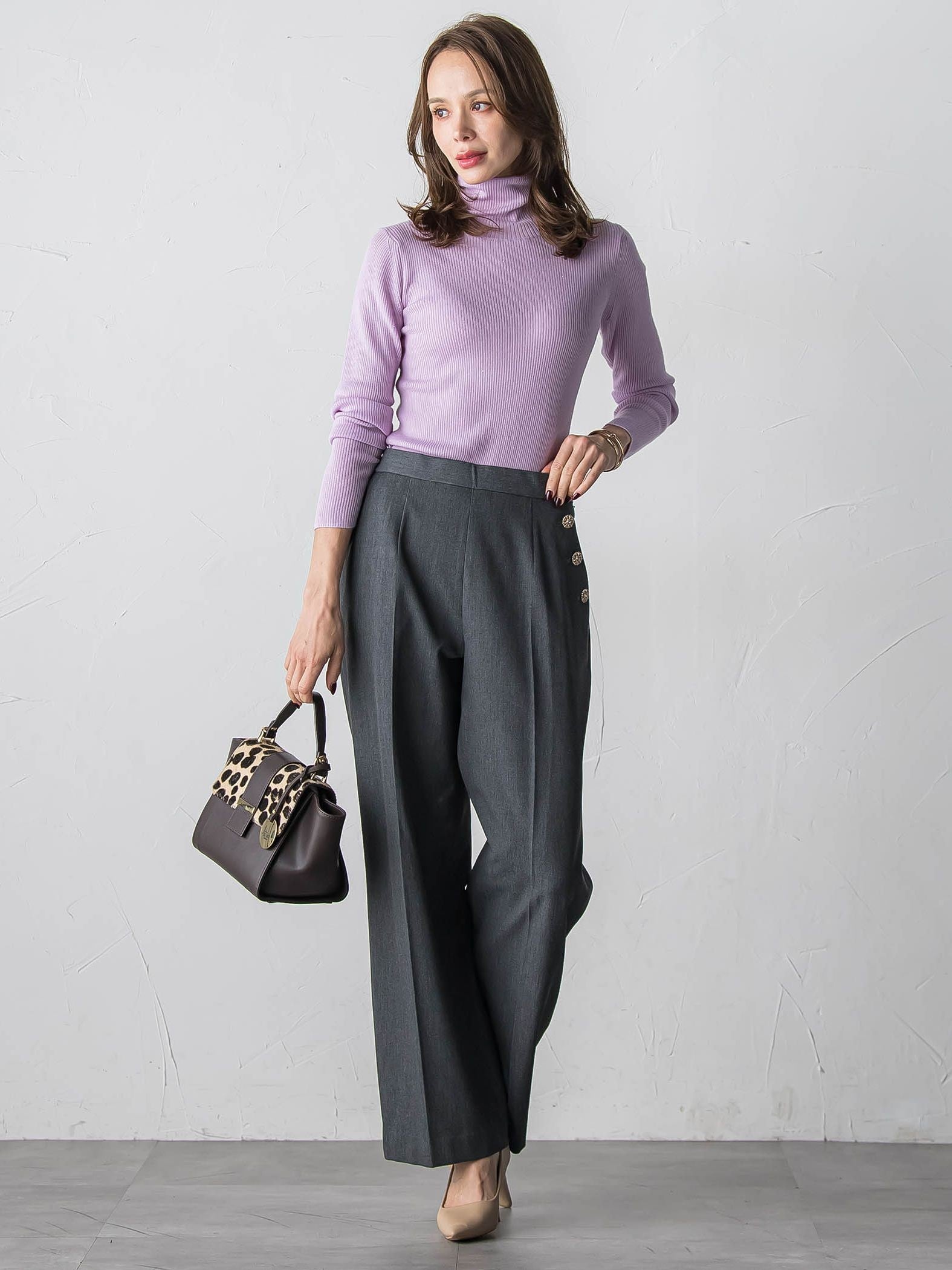 キラキラボタンワイドパンツ≪手洗い可能≫