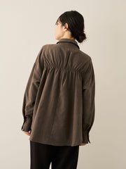 サテンピーチバックギャザーブラウス≪手洗い可能≫