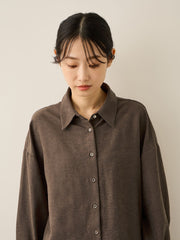 サテンピーチバックギャザーブラウス≪手洗い可能≫