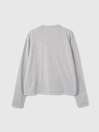 ヘンリーネックレイヤードTシャツ