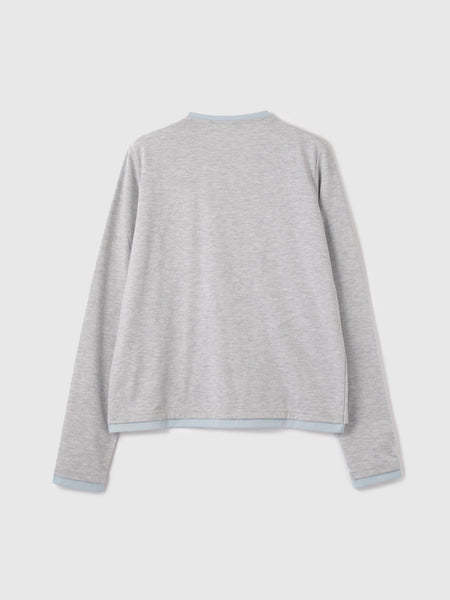 ヘンリーネックレイヤードTシャツ