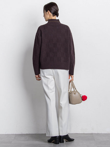 格子柄ハイネックニット≪洗える≫