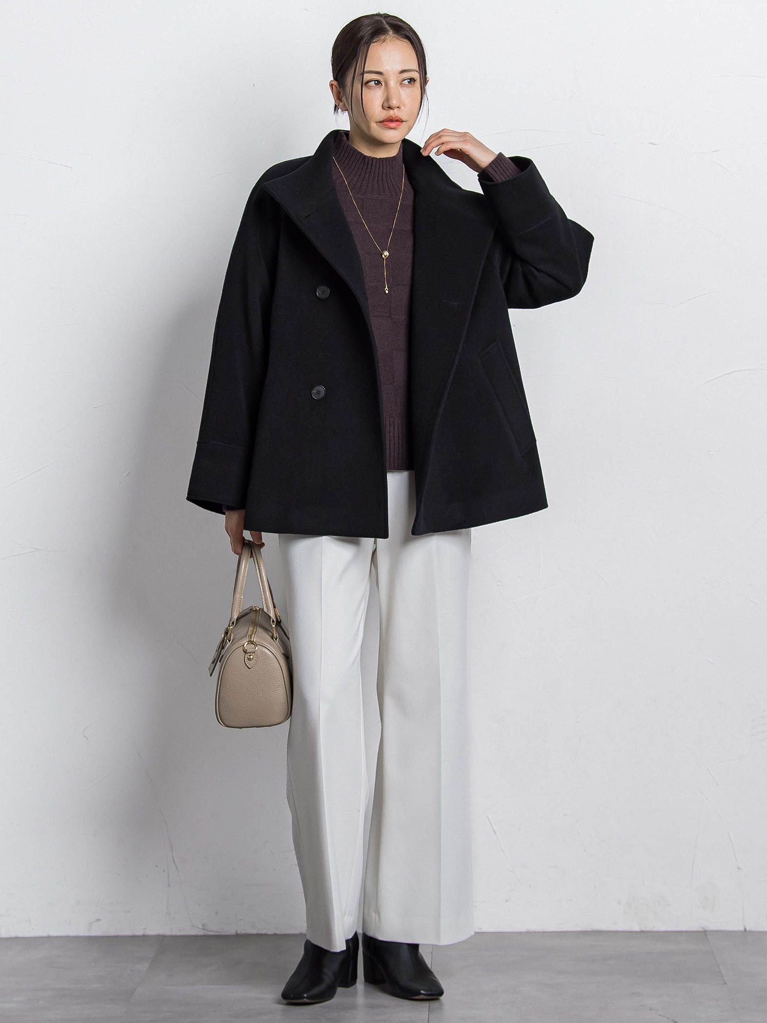 格子柄ハイネックニット≪洗える≫