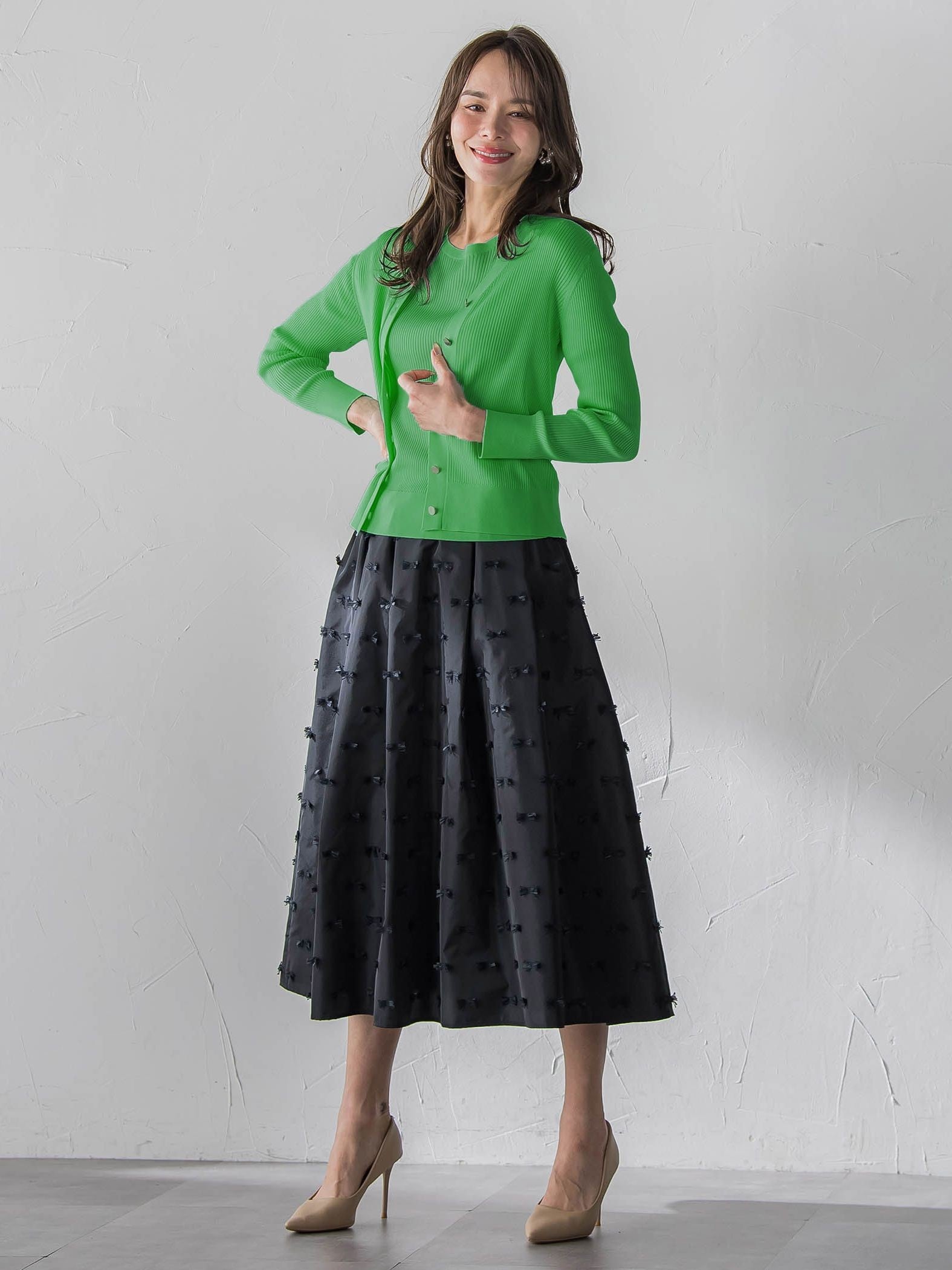 LUCINDAリブニットVカーディガン