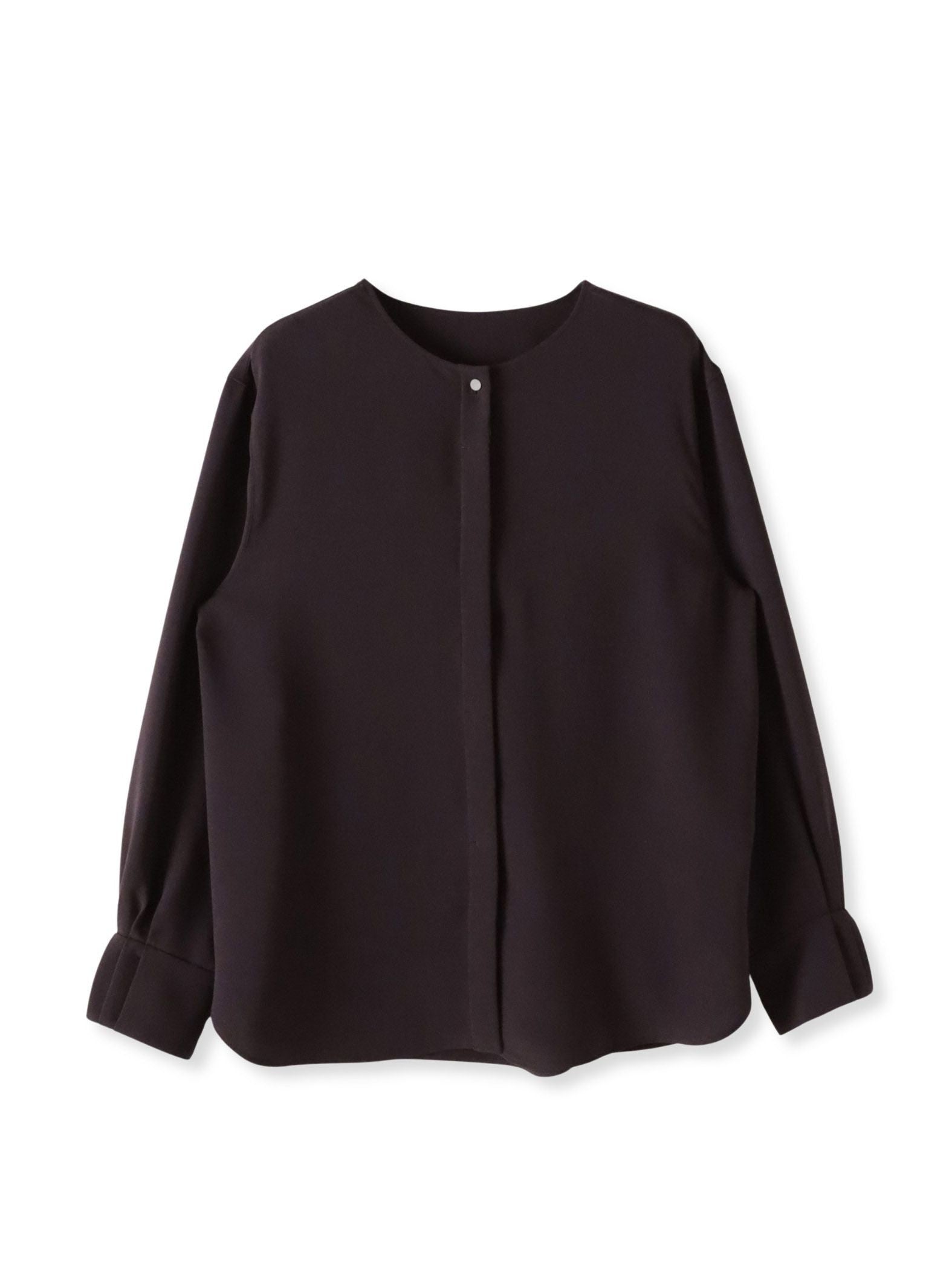 メランジツイルノーカラーブラウス