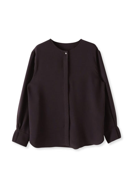 メランジツイルノーカラーブラウス