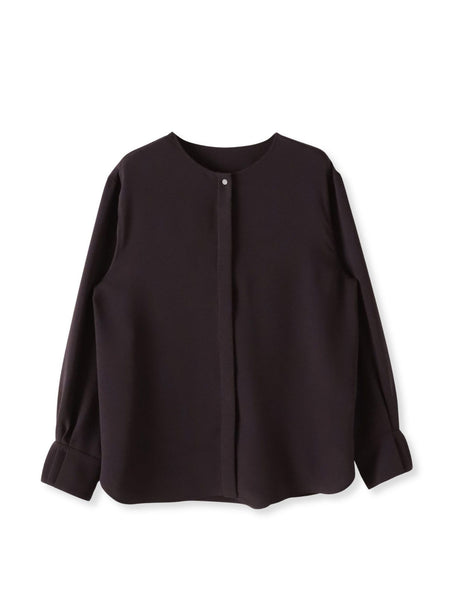 メランジツイルノーカラーブラウス