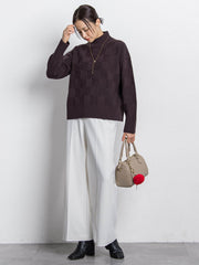 格子柄ハイネックニット≪洗える≫