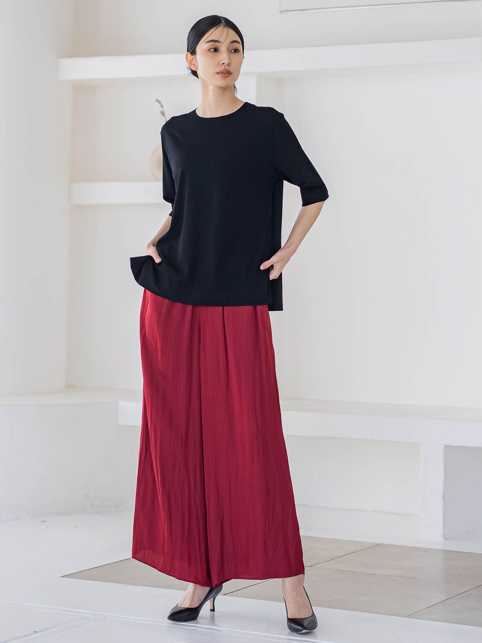 【カタログ掲載】スエードタッチサテンパンツ≪洗濯機で洗える≫