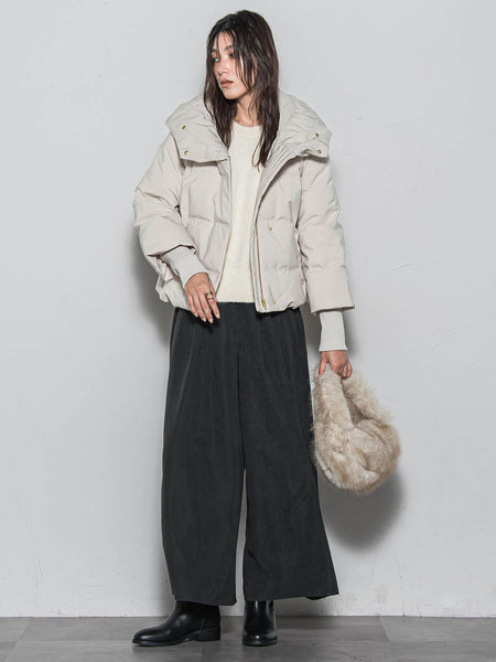 袖口リブシームレスダウンジャケット