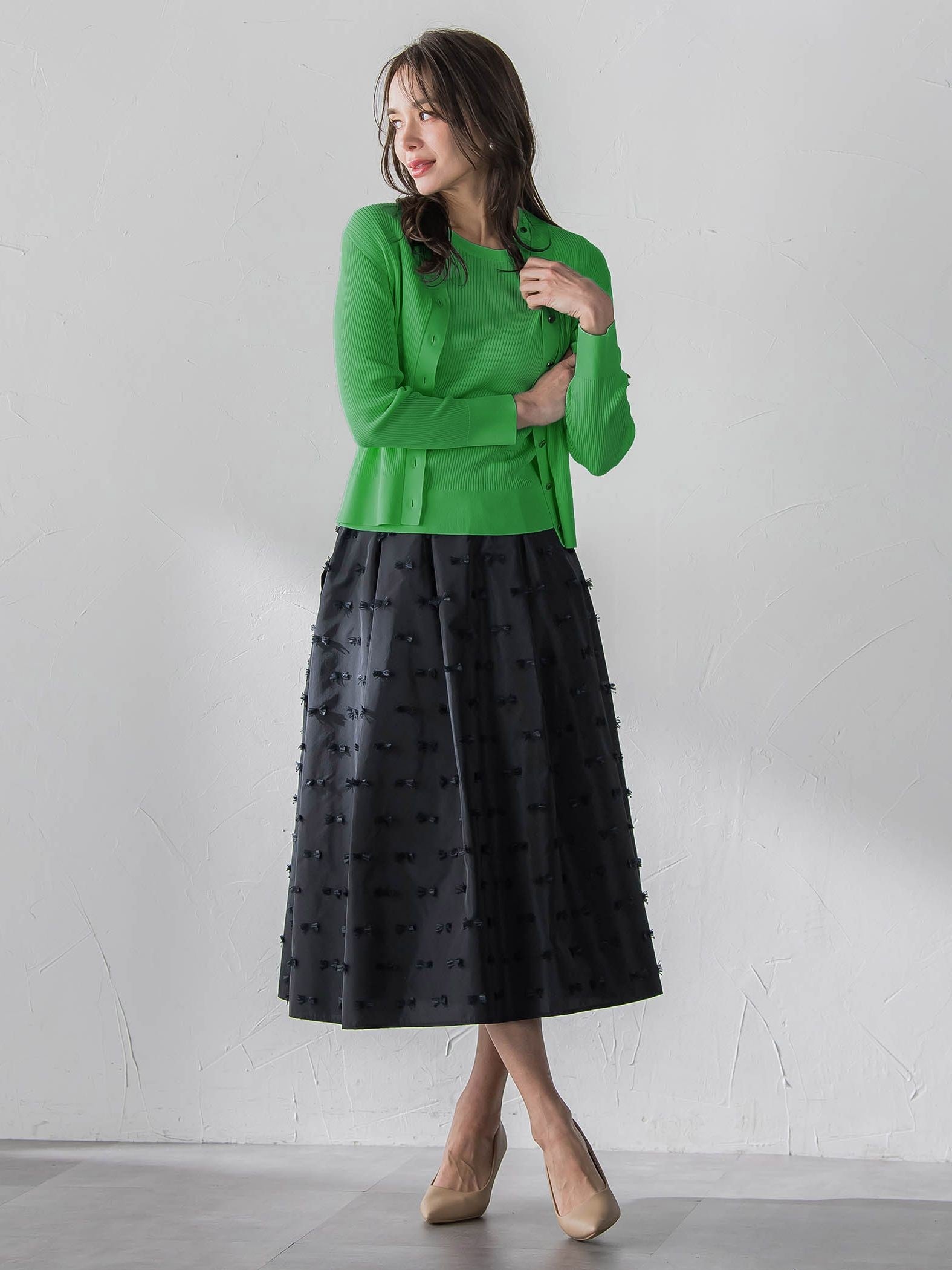 LUCINDAリブニットVカーディガン