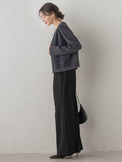 オーガンジー刺繍ミラノリブブルゾン≪手洗い可能≫