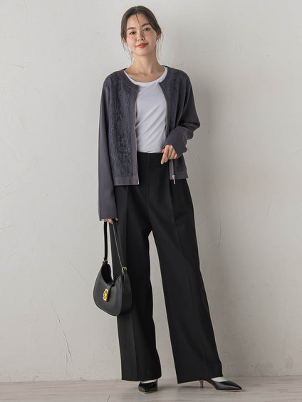 オーガンジー刺繍ミラノリブブルゾン≪手洗い可能≫