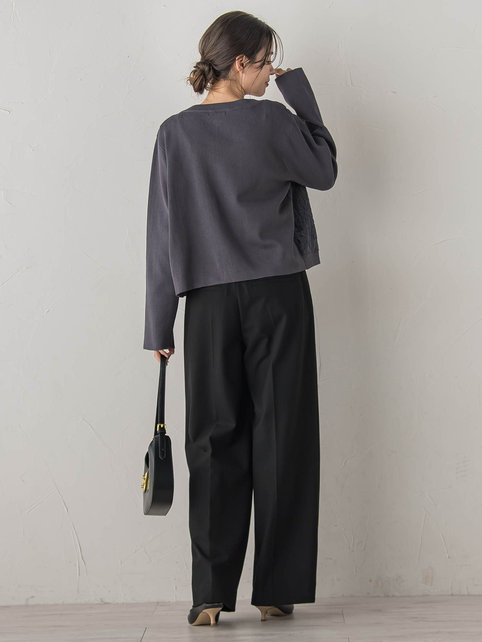 オーガンジー刺繍ミラノリブブルゾン≪手洗い可能≫