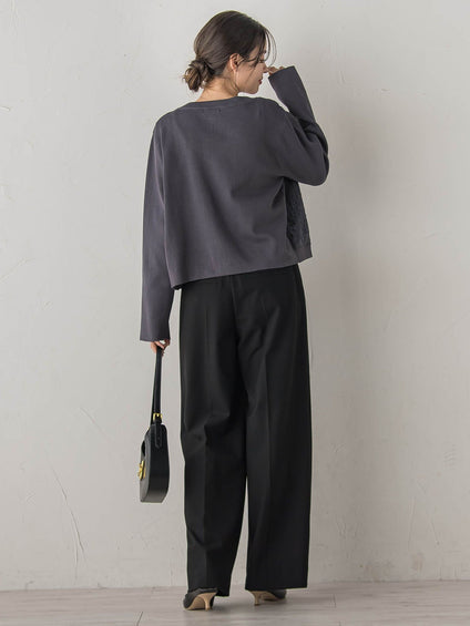 オーガンジー刺繍ミラノリブブルゾン≪手洗い可能≫