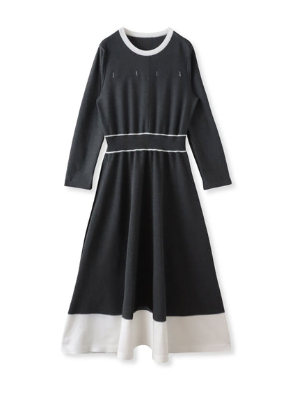 バイカラーニットワンピース