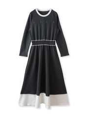 バイカラーニットワンピース