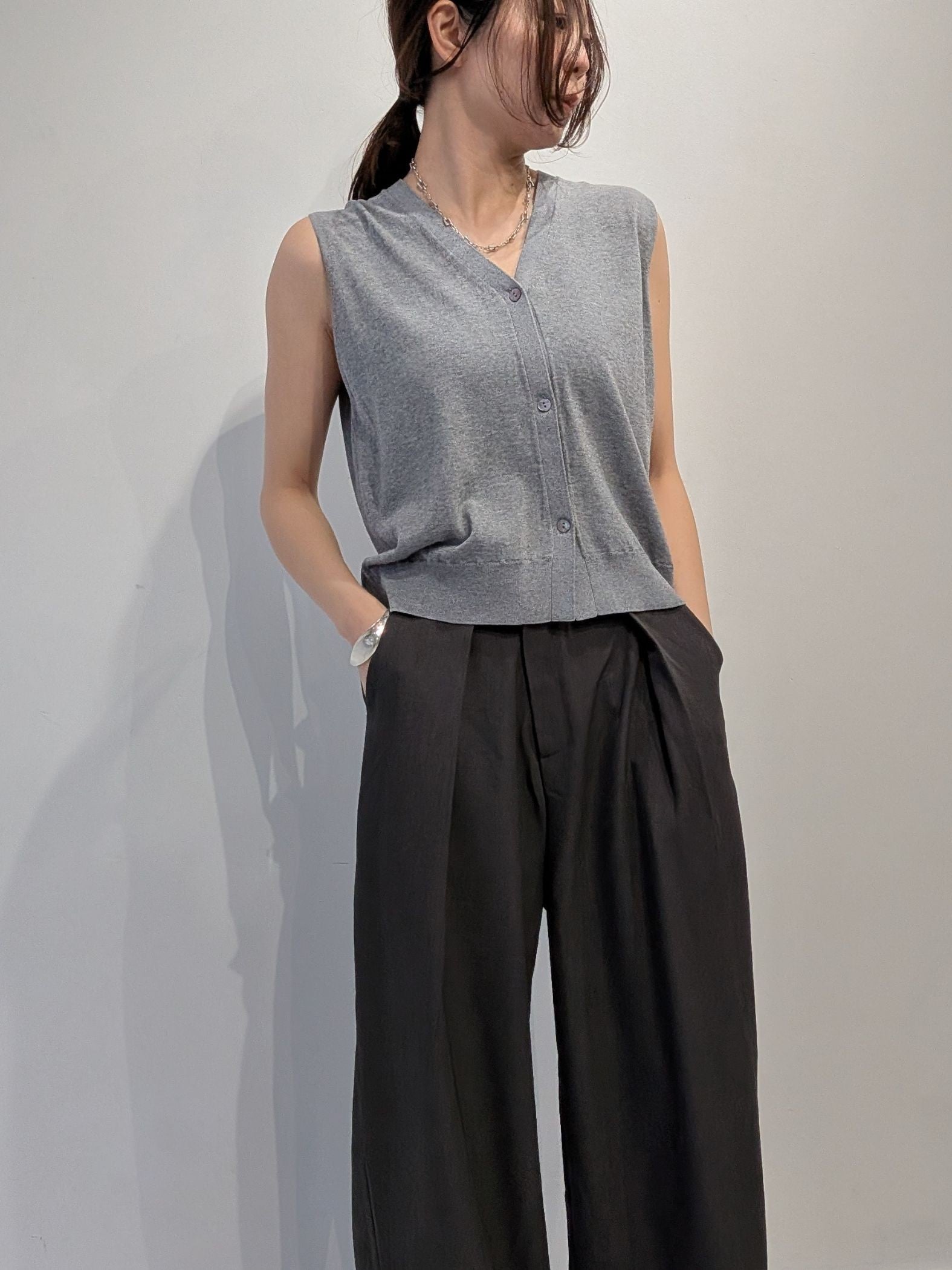 【2piece】sheer layerd vest