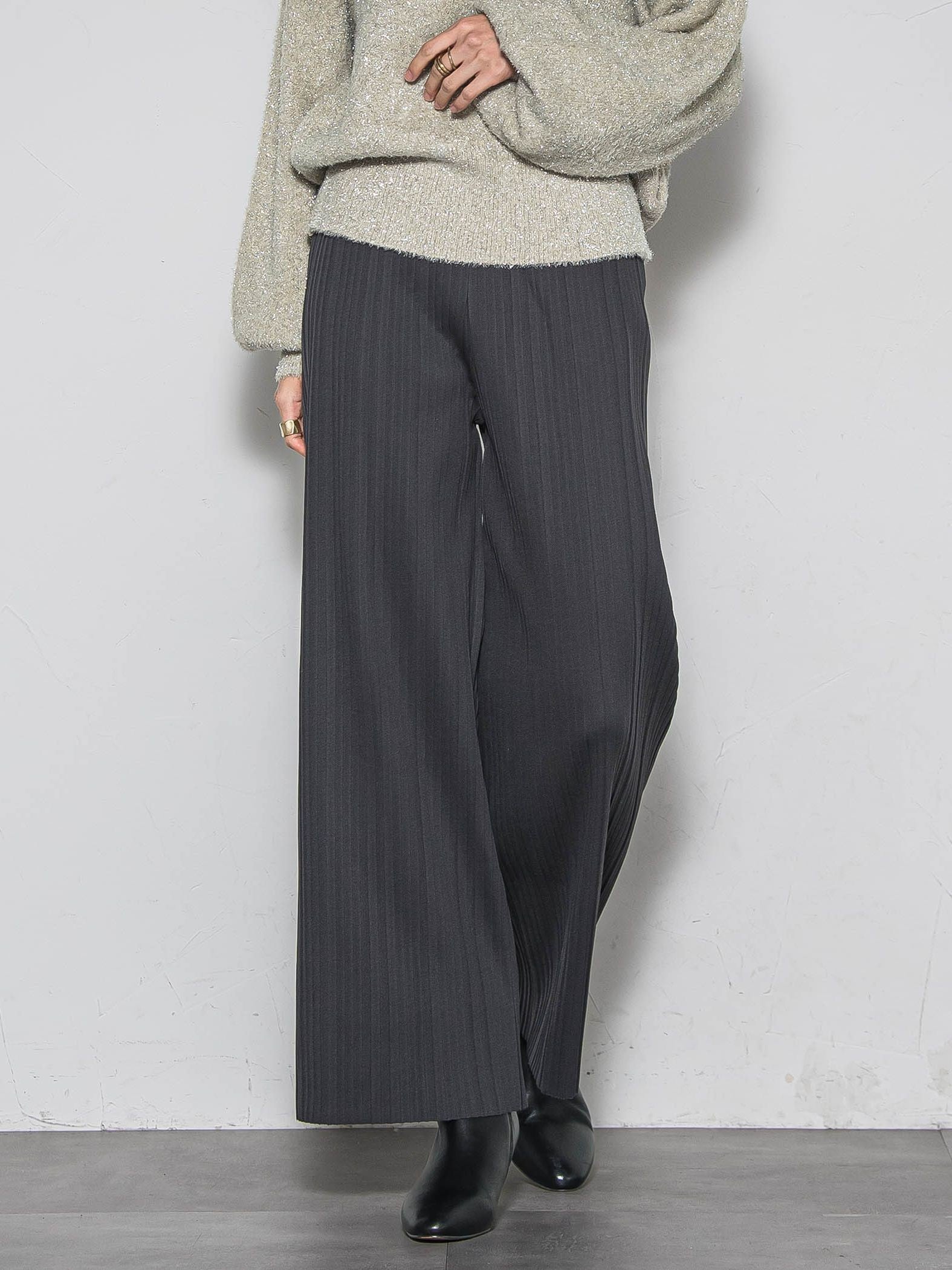 【WEB限定】裏起毛プリーツパンツ≪手洗い可能≫