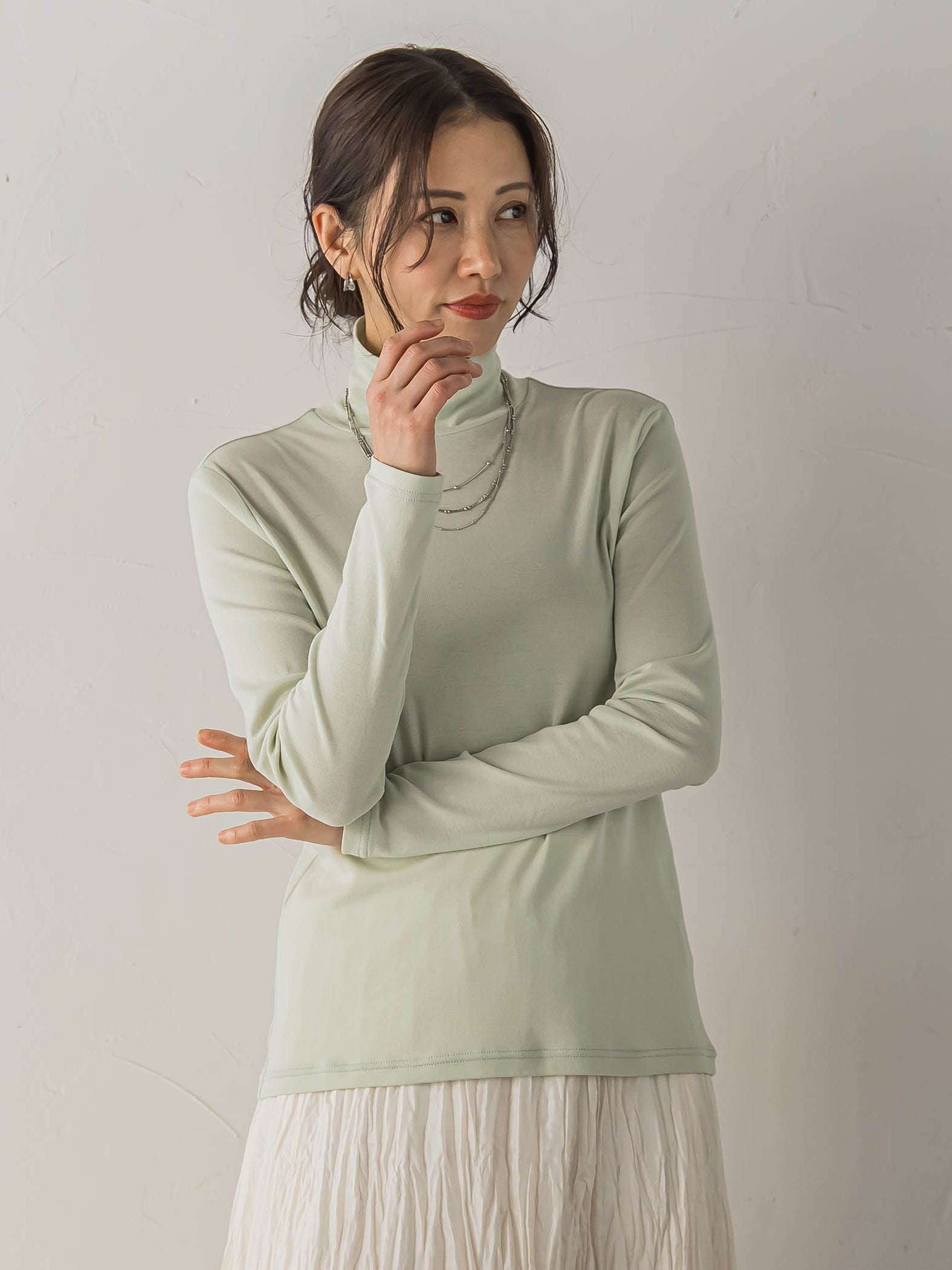 【受注会限定】コットンシルクタートルネックカットソー