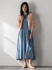 ゆれるデニムノースリーブワンピース