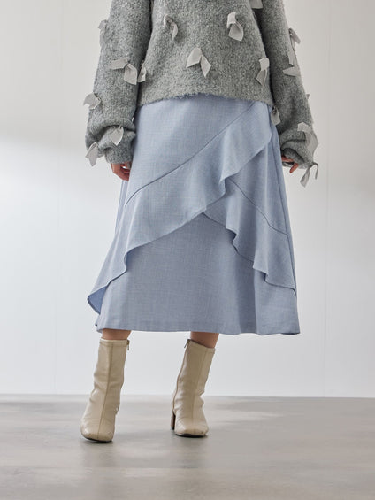 ツィードライクアシメフリルスカート≪手洗い可能≫