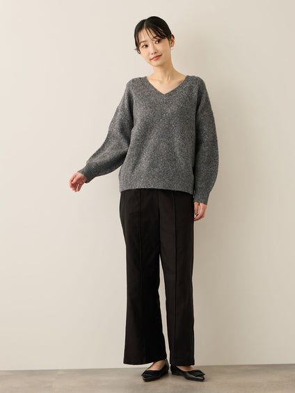 ウール混Vネックニットプルオーバー≪手洗い可能≫