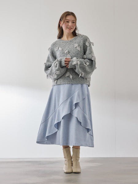 ツィードライクアシメフリルスカート≪手洗い可能≫