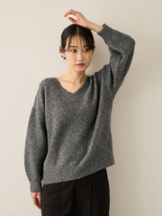 ウール混Vネックニットプルオーバー≪手洗い可能≫