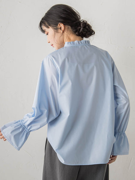 襟フリルブラウス≪洗濯機で洗える≫