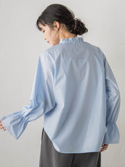 襟フリルブラウス≪洗濯機で洗える≫