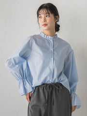 襟フリルブラウス≪洗濯機で洗える≫