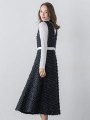 リボンドットツイードワンピース