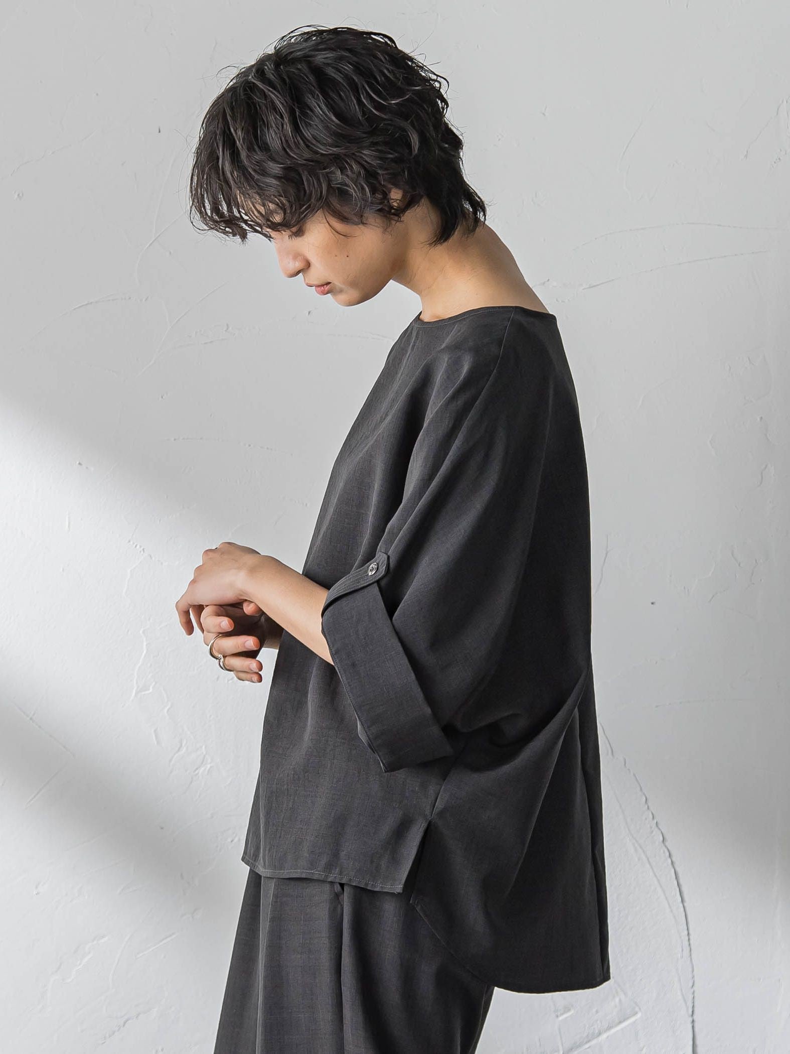 【一瞬で楽とキレイを叶える】タンブラーブッチャーロールアップブラウス≪セットアップ対応≫