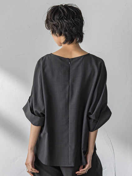 【一瞬で楽とキレイを叶える】タンブラーブッチャーロールアップブラウス≪セットアップ対応≫