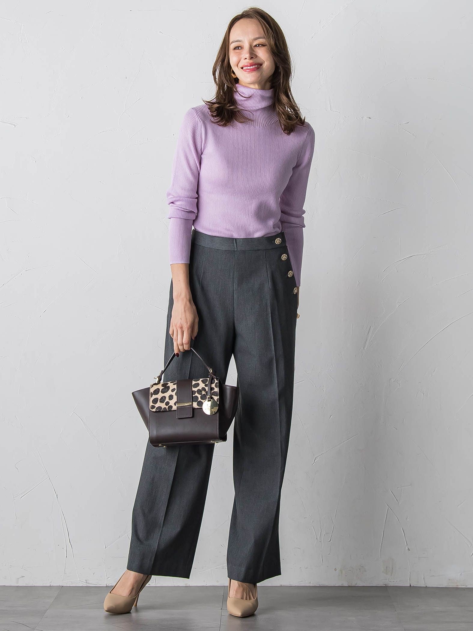 キラキラボタンワイドパンツ≪手洗い可能≫