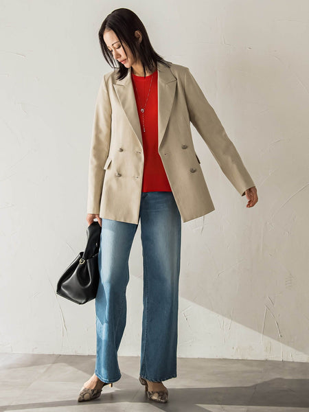 【受注会限定】リネンブレンド テーラードダブルブレストジャケット