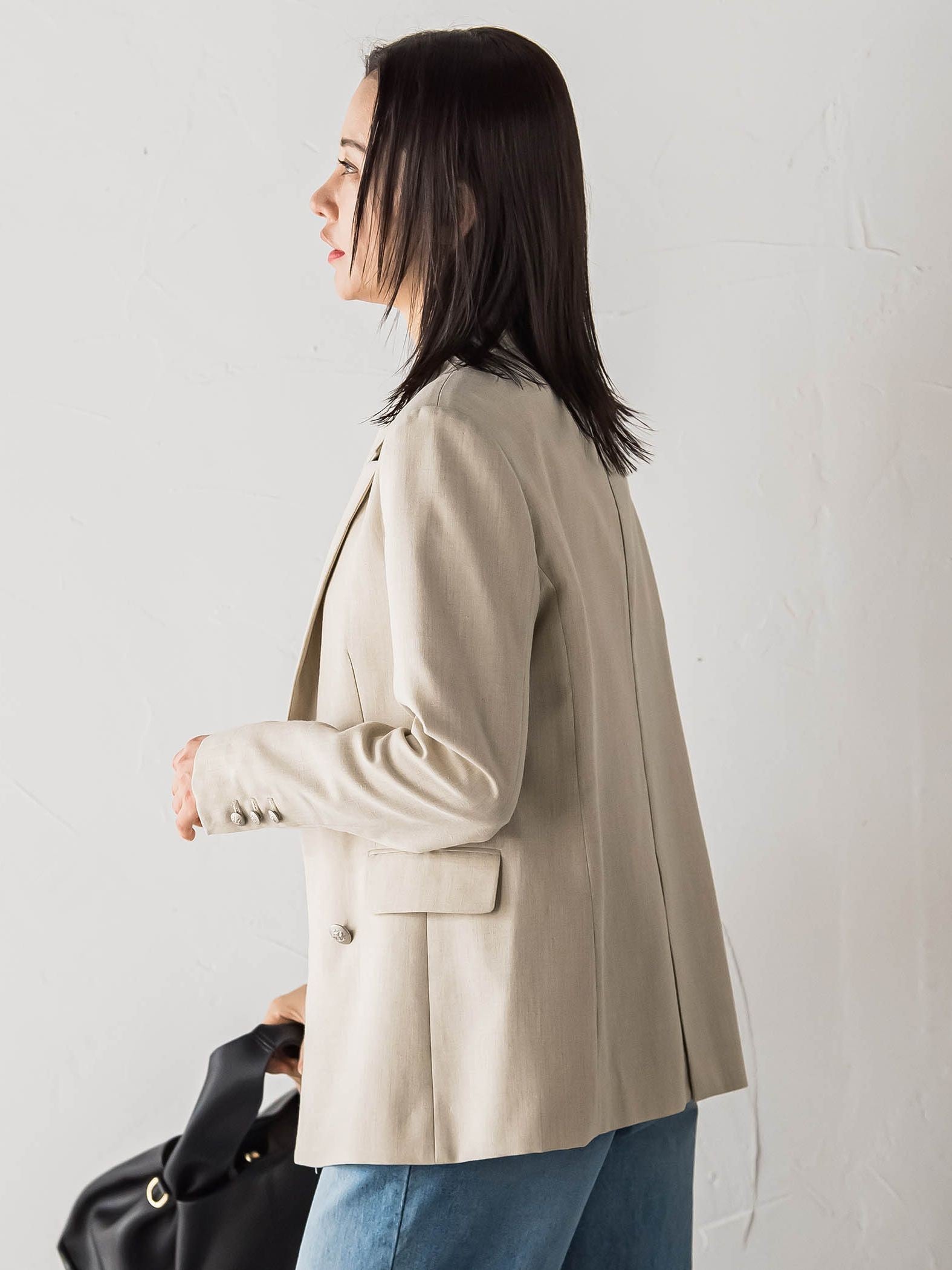 【受注会限定】リネンブレンド テーラードダブルブレストジャケット