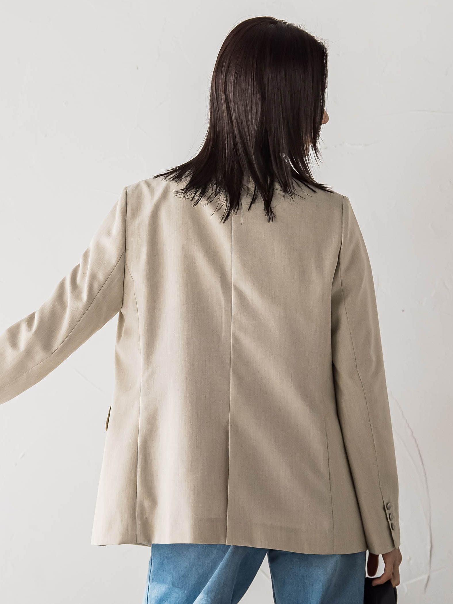 【受注会限定】リネンブレンド テーラードダブルブレストジャケット