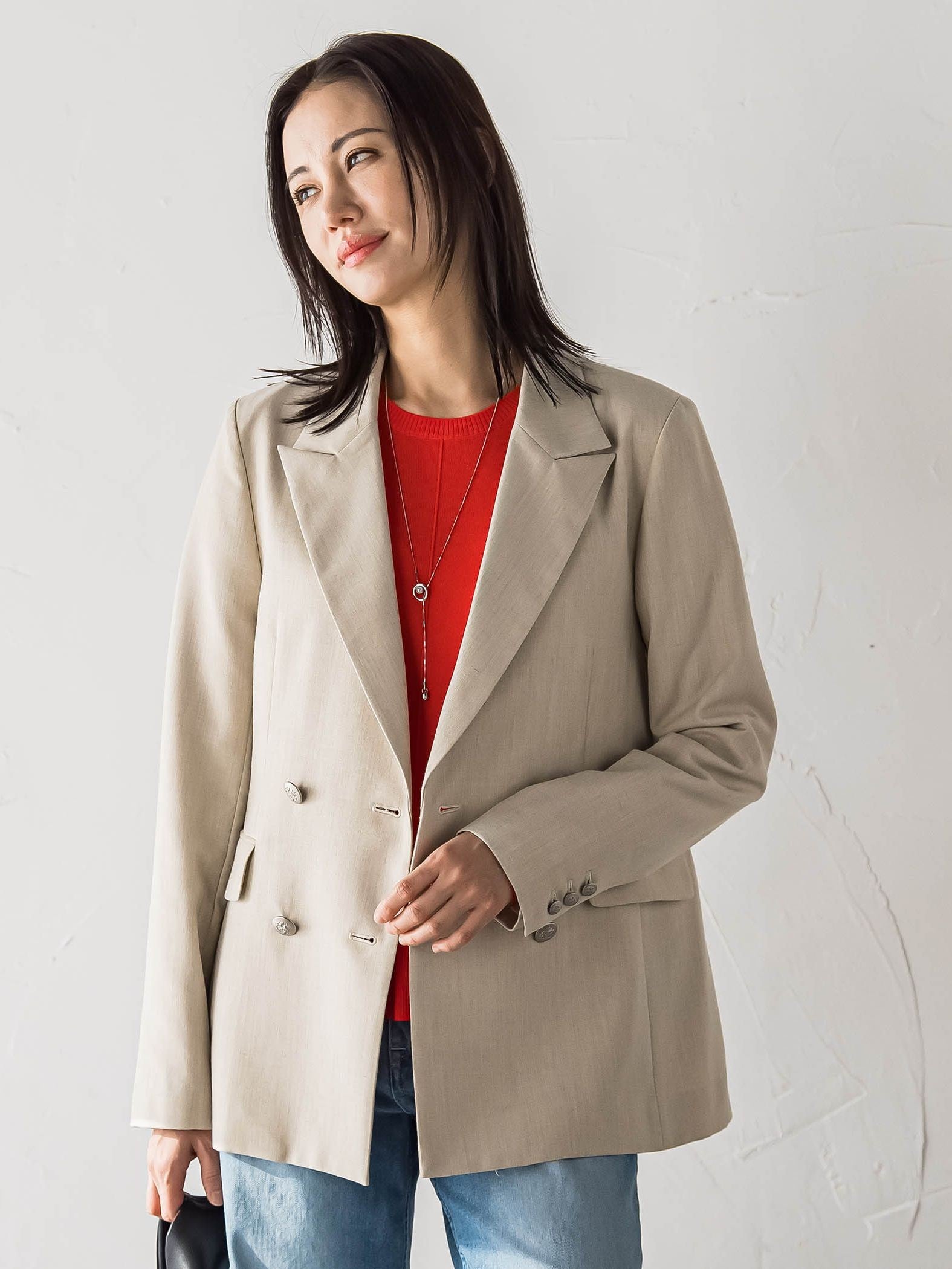 【受注会限定】リネンブレンド テーラードダブルブレストジャケット