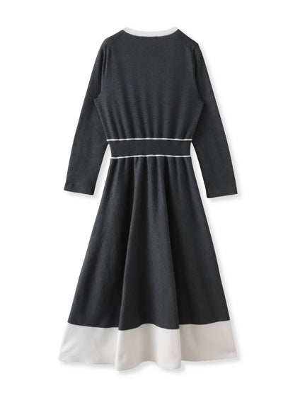 バイカラーニットワンピース
