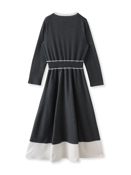バイカラーニットワンピース