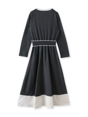 バイカラーニットワンピース