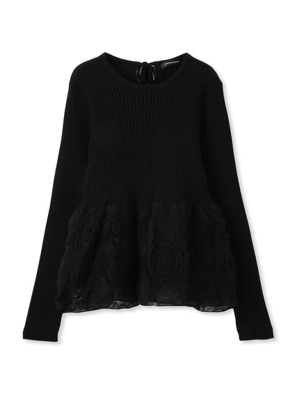 フラワーチュールペプラムリブニット≪手洗い可能≫