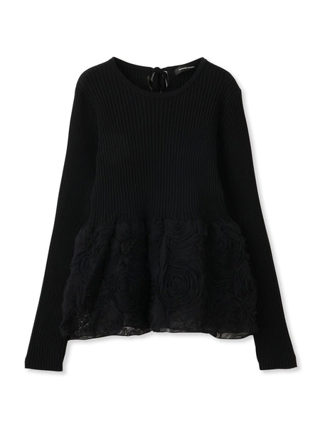 フラワーチュールペプラムリブニット≪手洗い可能≫