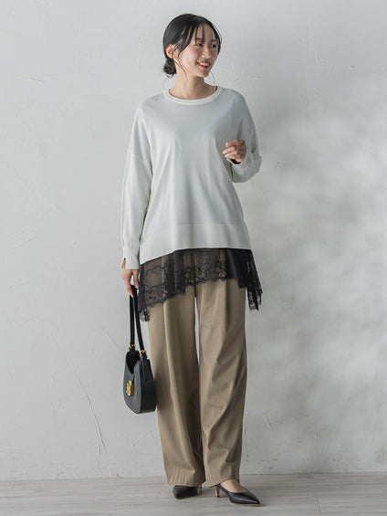 レースコンビカットソー