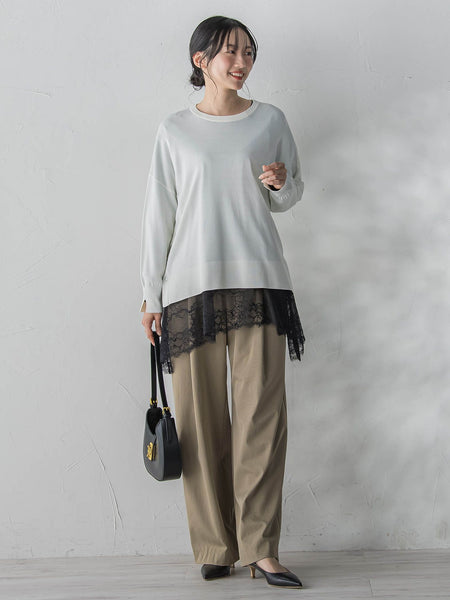 レースコンビカットソー