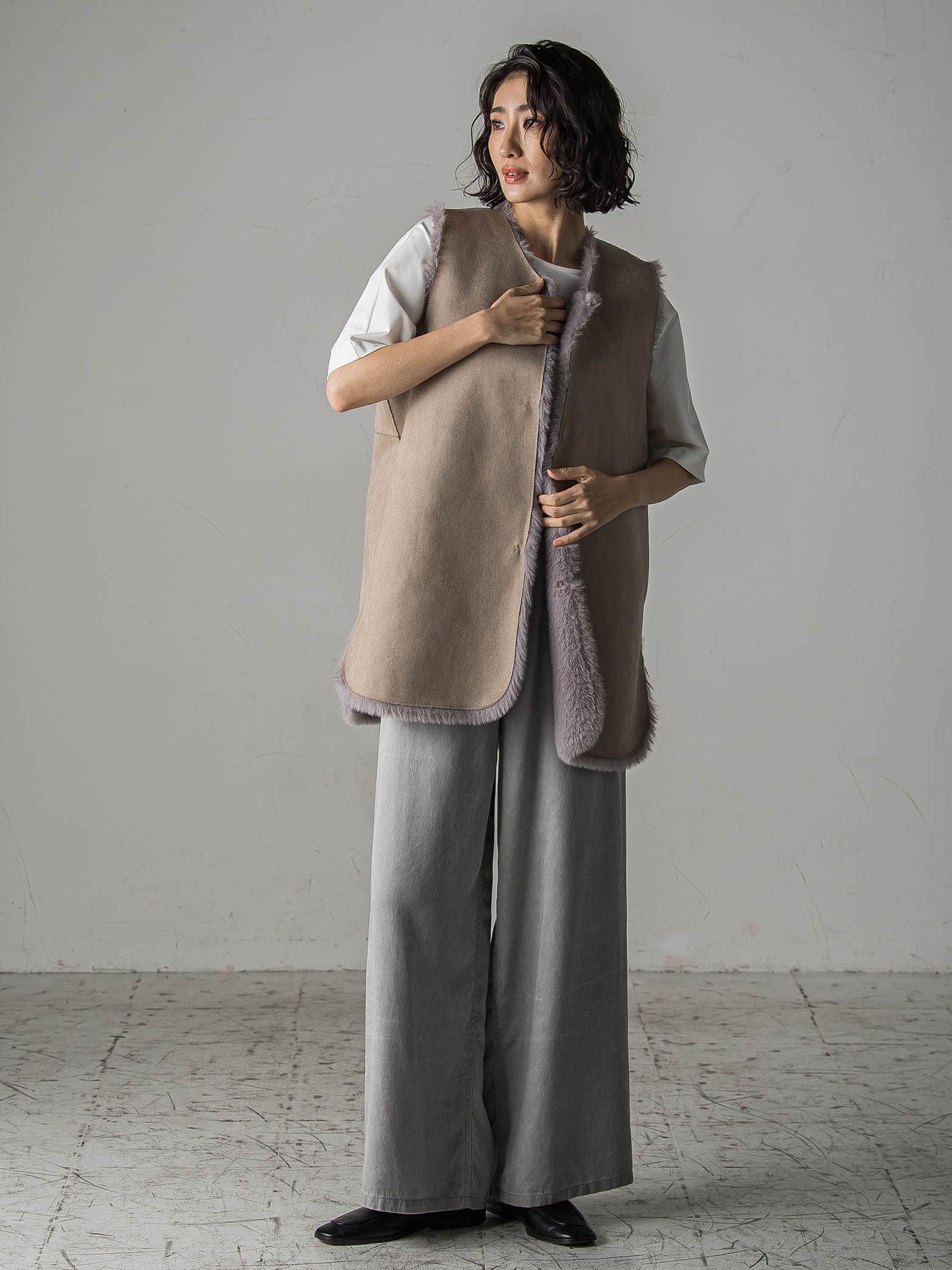 【biyori】”表も裏も主役”リバーシブルフェイクファーベスト