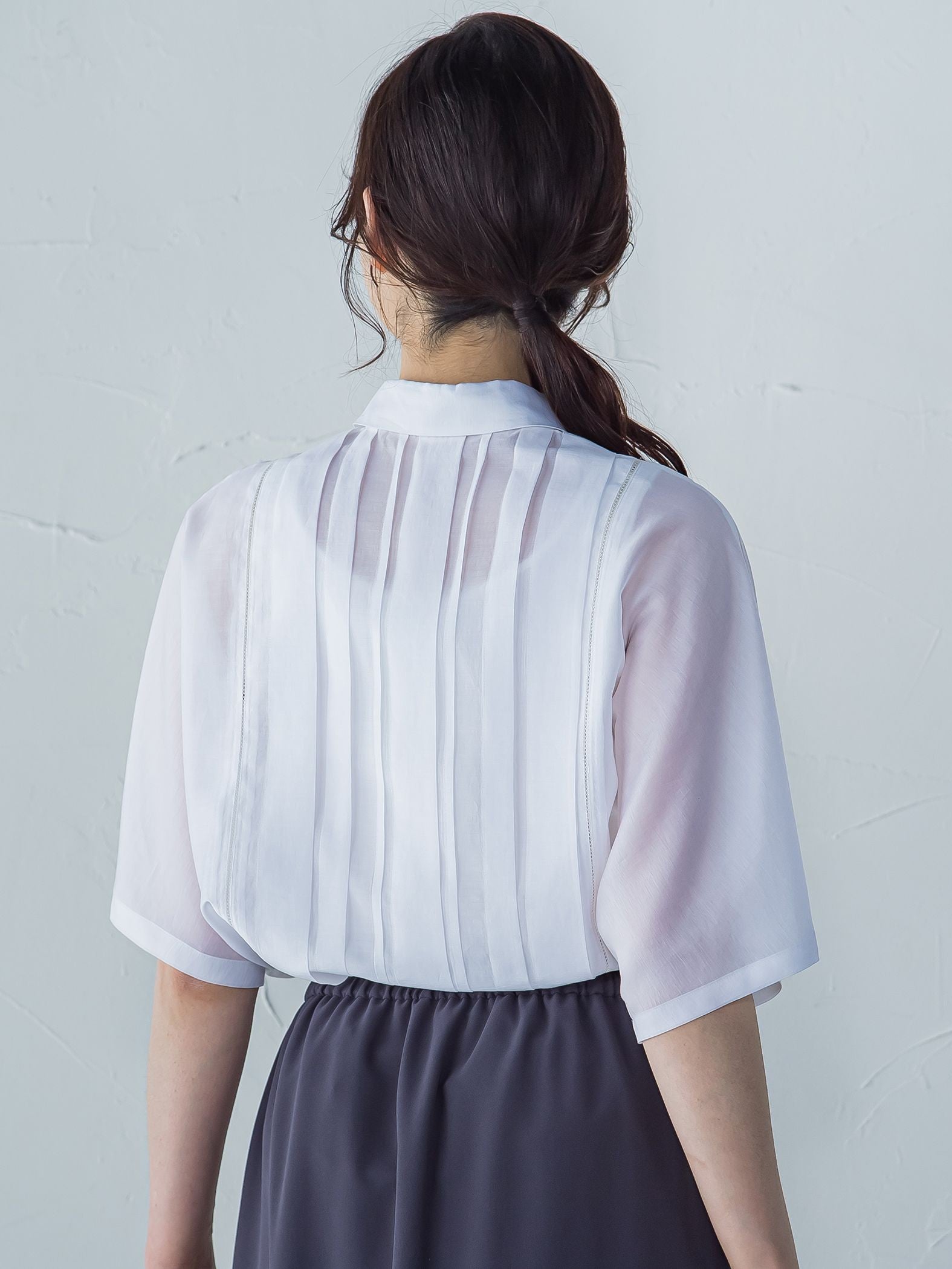 ピンタックレースブラウス≪手洗い可能≫