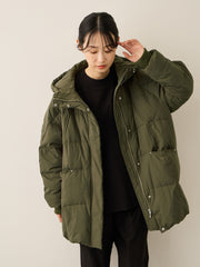 ストレッチフードピュアダウンミドルコート